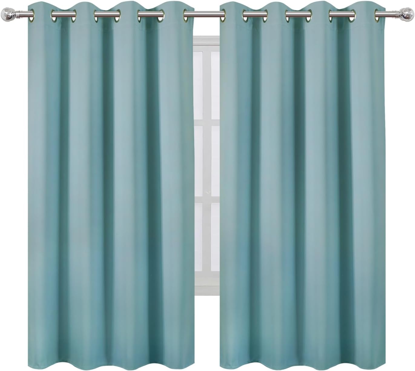 Lemomo Stone Blue Blackout Curtains 66 x 63 Inch Length/Set of 2 Curtain Panels/Thermal Insulated Room Darkening Blackout Curtains for Bedr…