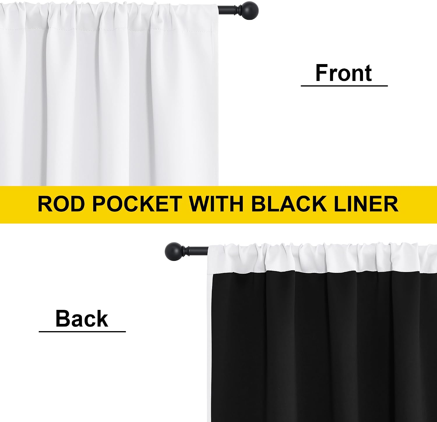 Nicetown 100% Blackout Curtain Panels, Rod Pocket Window Curtains with Black Liner for Nursery, 84 inches Drop Cold and Full Light Blocking…
