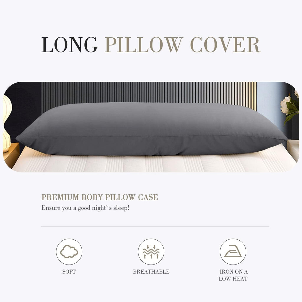 WishSmile Body Cooling Pillowcase Long Pillow Case Breathable Cool Silky Soft Rayon Derived from Bamboo Fabric, Hair and Skin Friendly, Dar…