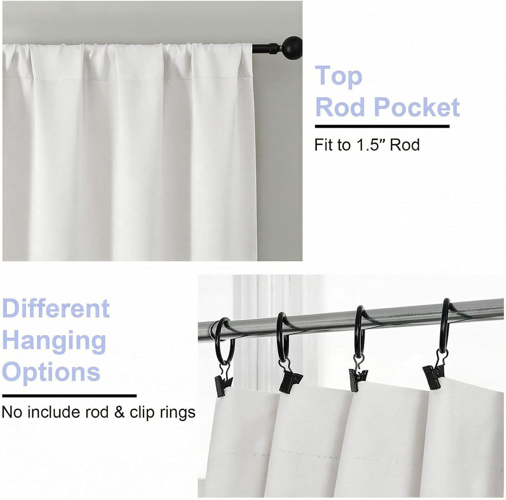 Simplebrand Ava Ivory Light Filtering Curtains for Bedroom 63 Inch Length 2 Panels Set, Privacy Thermal Insulated Rod Pocket Door Window Cu…