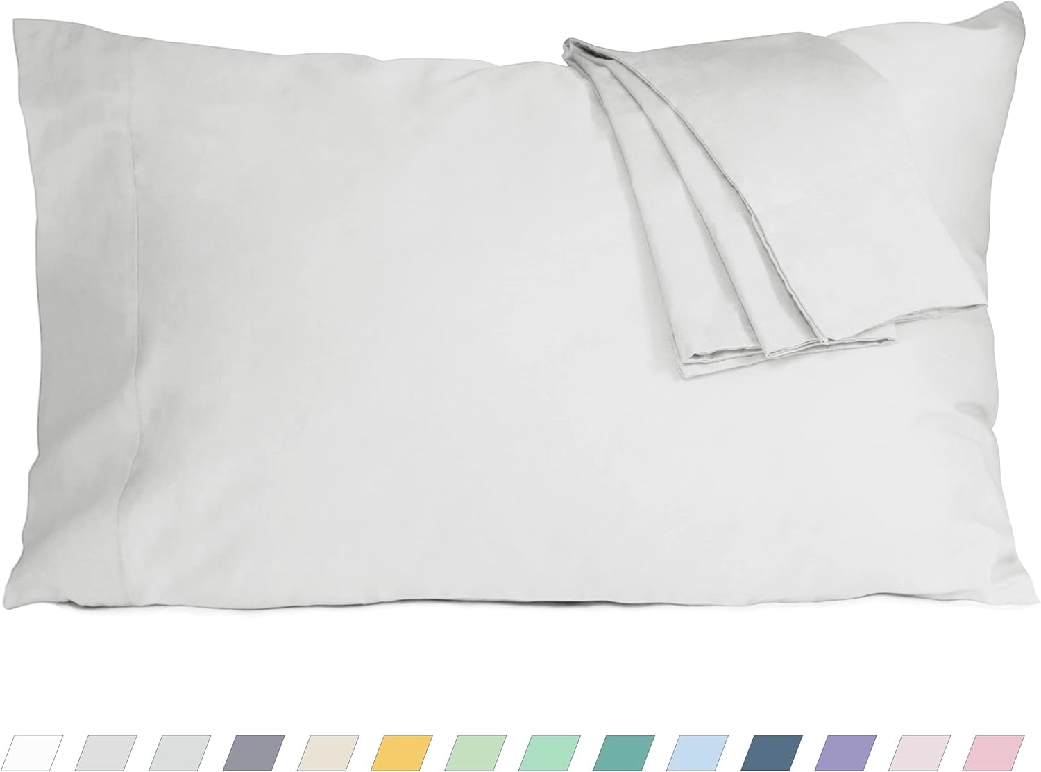 Homtec Pillow Cases, Standard Queen Size Cotton Percale Weave Pillowcases, Pre-Shrunk Breathable and Hypoallergenic Pillowcases, Set of 2 (…