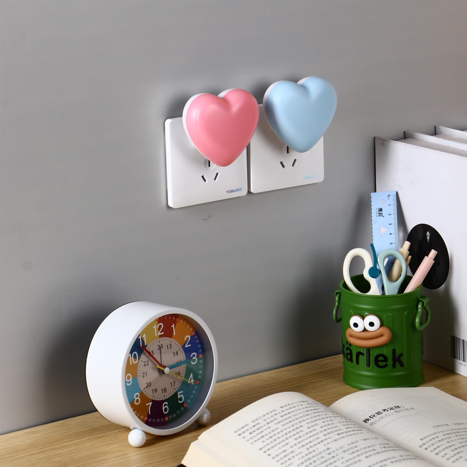 INZU Cute Night Light, Heart Night Light for Kids, LED Nightlight with Auto Dusk to Dawn Sensor, Nightlight Plug into Wall with Soft Warm…