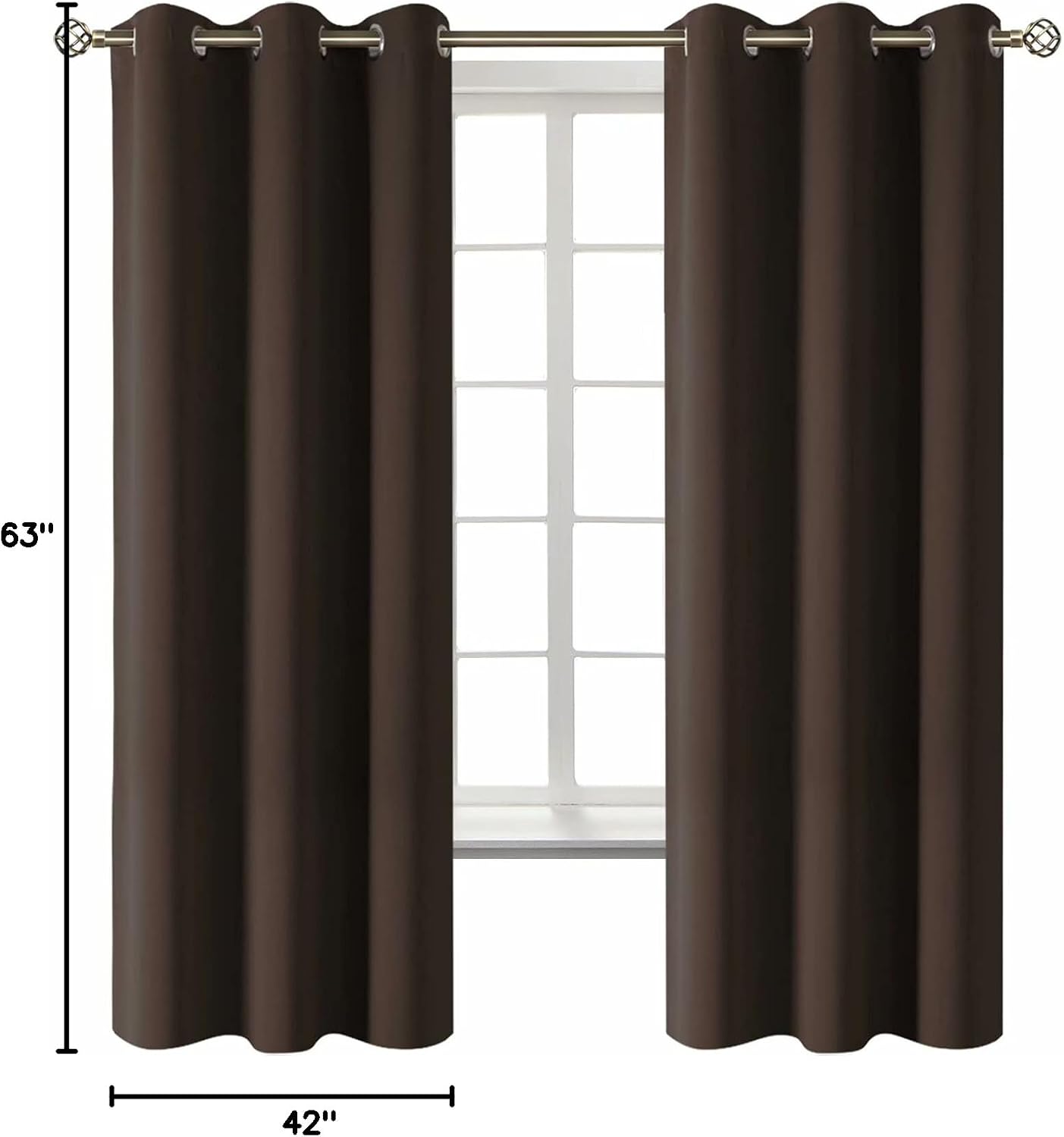BGment Blackout Curtains for Living Room - Grommet Thermal Insulated Room Darkening Curtains for Bedroom, 2 Panels of 42 x 63 Inch, Brown 6…