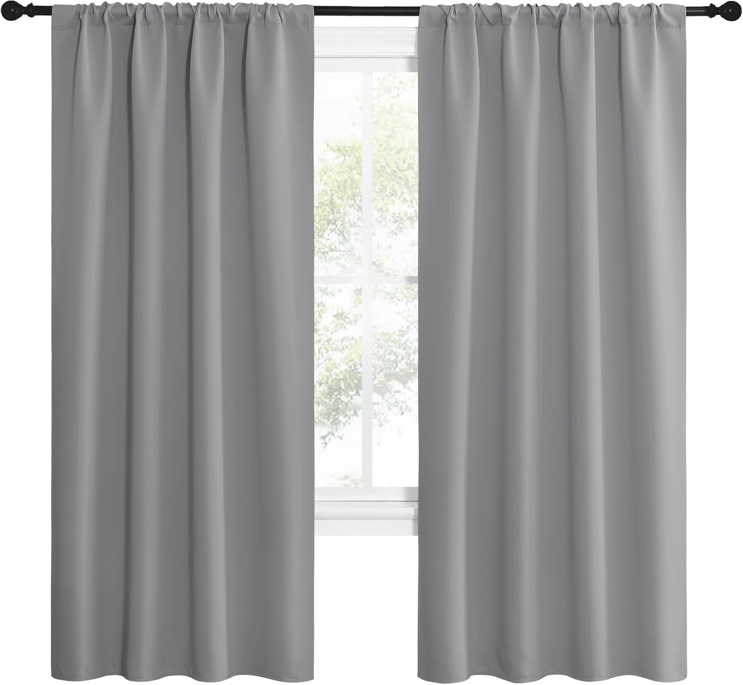 NICETOWN Silver Grey Blackout Curtains for Living Room - Triple Weave Home Decoration Thermal Insulated Solid Rod Pocket Blackout Drapes…