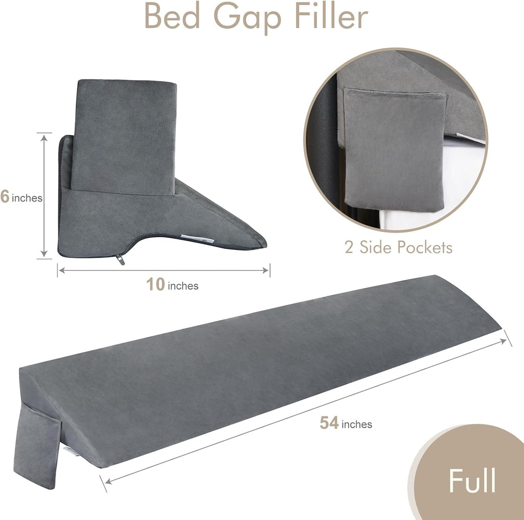 Vekkia Full Bed Wedge Pillow for Headboard, Bed Gap Filler(0-5") for Gap Between Mattress and Headboard/Wall, Prevents Pillows & Items…