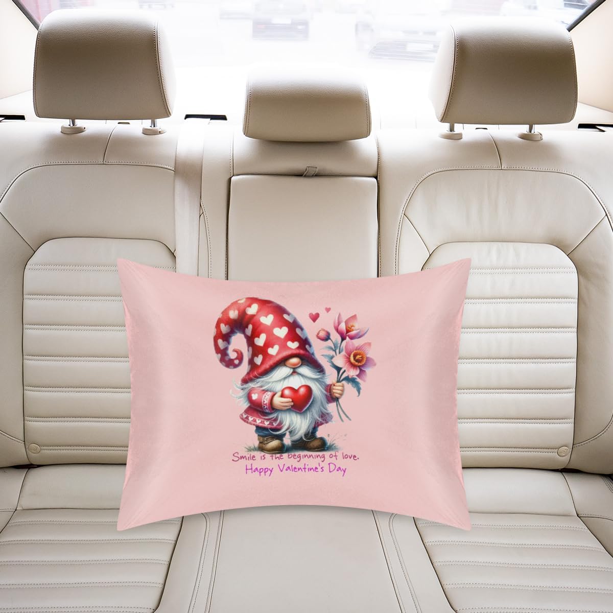 Valentine Pink Rose Gnomes Satin Pillowcase for Hair and Skin Soft Silk Pillow Case with Envelope Closure Cooling Pillow Cases Slip…