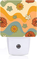 Waves and Floral Night Light, Plug Into Wall for Boys Girls Bedroom Decorative Square Night Light Lamp 0.5w Sleep Friendly