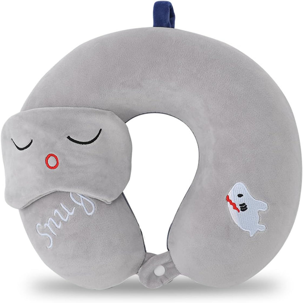MissSoul Kids Neck Pillow for Travel with Sleep Eye Mask, Cute Travel Neck Pillow, Memory Foam Flight Sleeping Headrest Pillow for Boys & G…