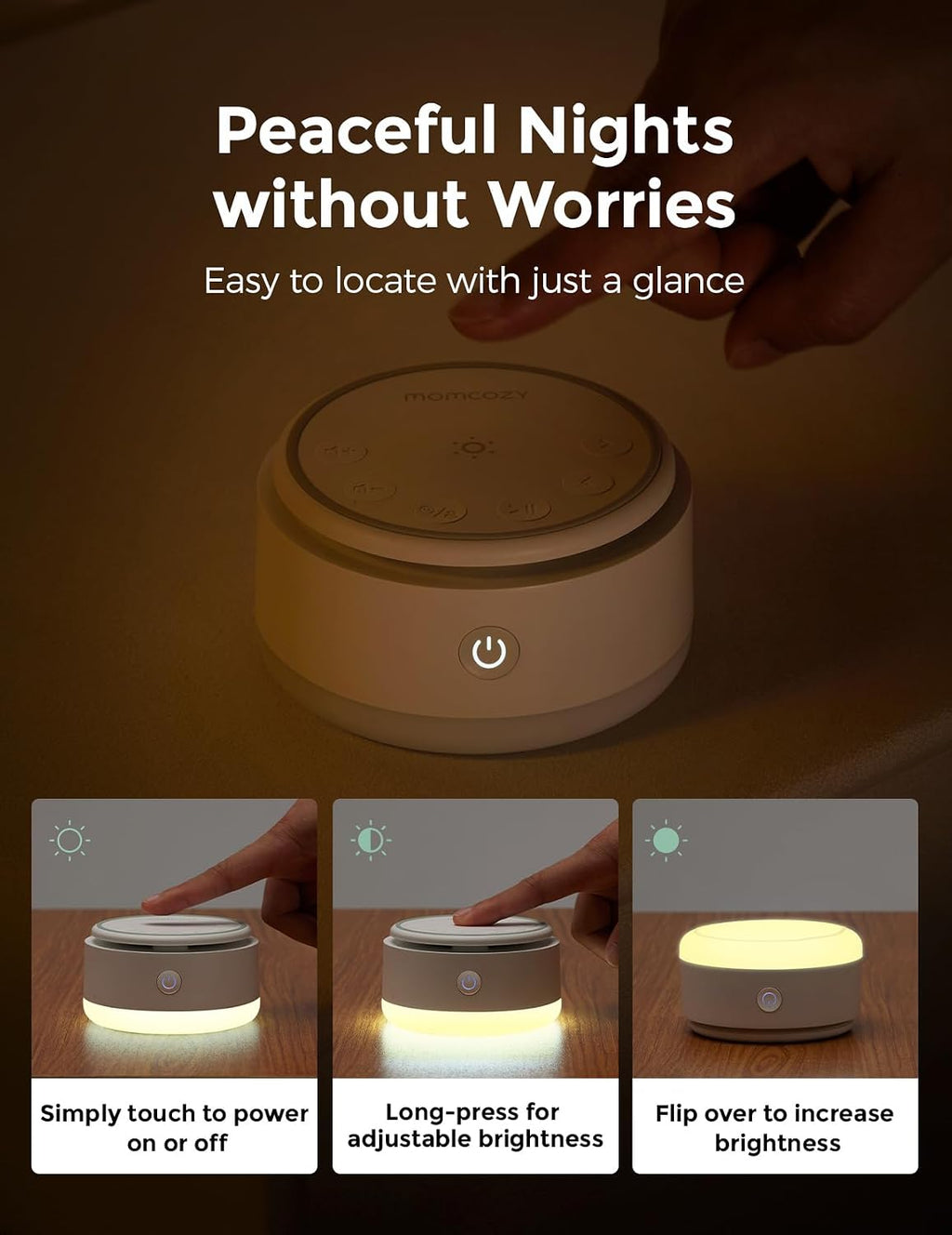 Momcozy Sound Machine for Baby-20 Soothing Sounds & Touch Warm Light Portable White Noise for Kids & Adults for Sleeping Timer and Memory…