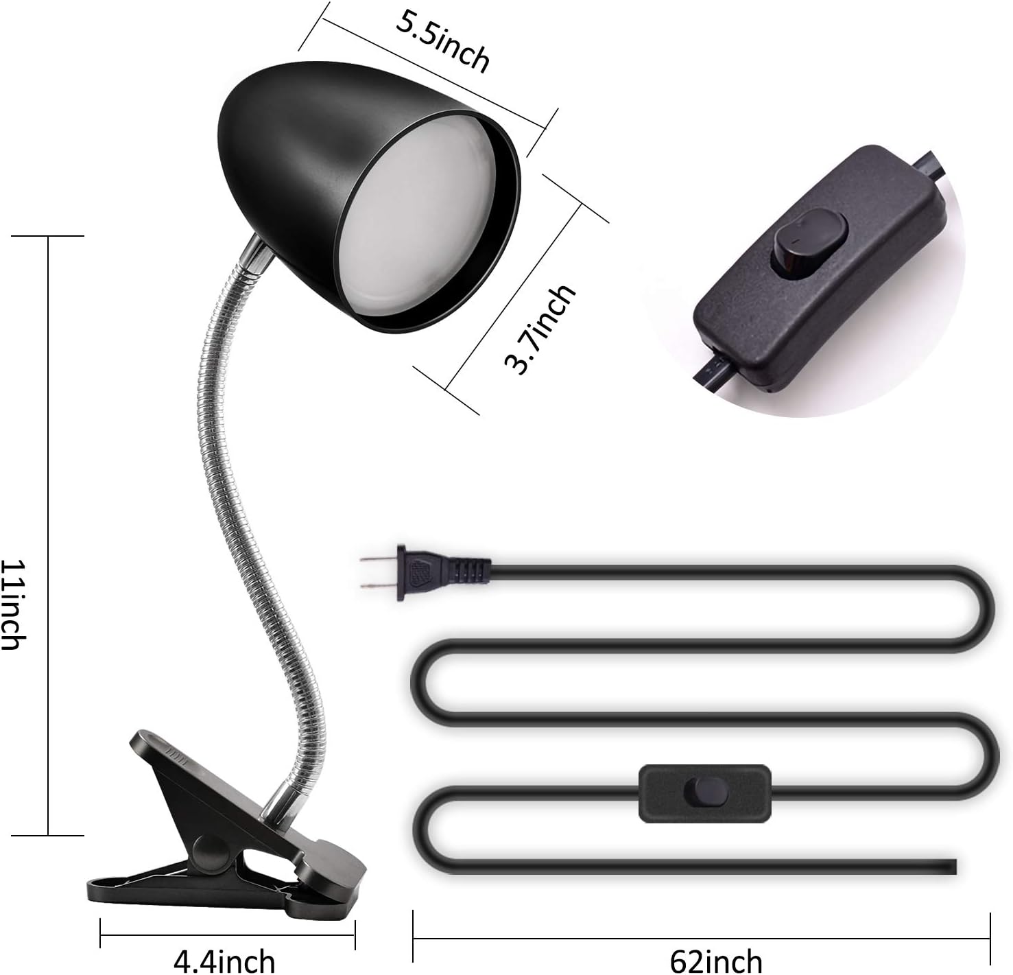 Eenergeticlighting E ENERGETIC LIGHTING Clip on Light for Bed, Non-Dimmable Clip on Reading Light for Bed, 4000K Cool White, 3.5W 240 LM De…