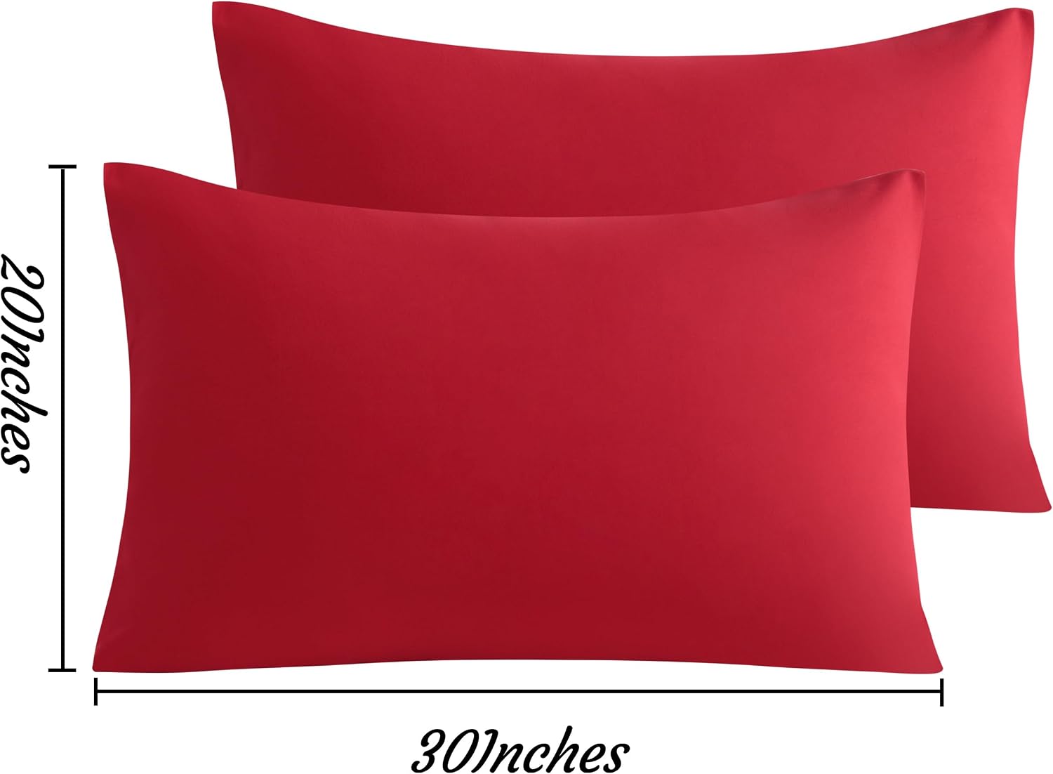 Ntbay Queen Pillow Cases Set of 2, 2 Pack Brushed Microfiber 20x30 Pillow Cases, Soft, Wrinkle, Fade, Stain Resistant Red Pillow Cases with…