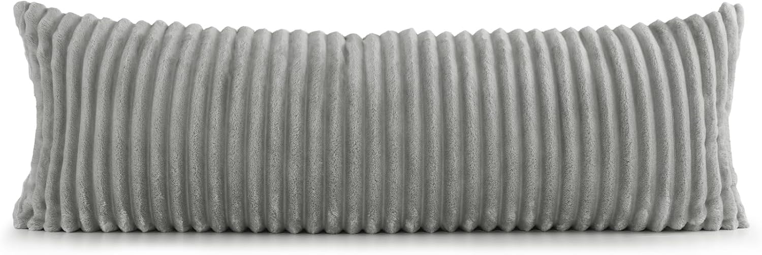 Bedelite Fluffy Faux Fur Body Pillow Cover with Zipper, Luxury Plush 3D Striped Pillow Cover 20x54 Inches, Super Soft and Cozy Long Body Pi…