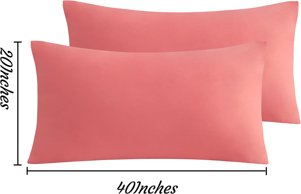Ntbay King Pillow Cases Set of 2, 2 Pack Brushed Microfiber 20x40 Pillow Cases, Soft, Wrinkle, Fade, Stain Resistant Coral Pink Pillow Case…