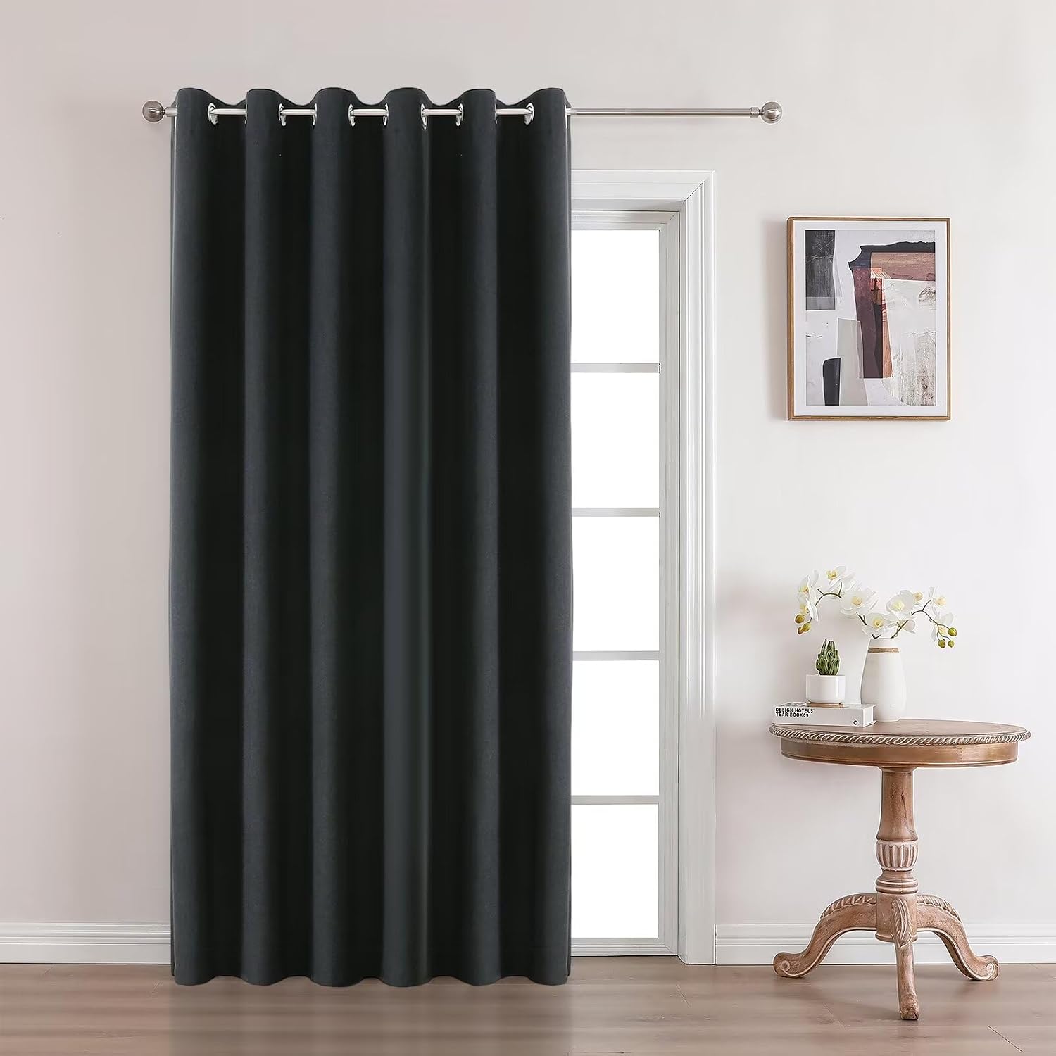 Joydeco Charcoal Grey Blackout Curtains 108 Inches Long, Extra Long Curtains 108 Inch Length 1 Panel for Bedroom, Thermal Insulated Linen…