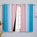 Estelartextiler Ombre Pink and Blue Blackout Curtains 45 Inches Long, Full Light Blocking Curtains for Bedroom, Wavy Line Pattern Grommet T…