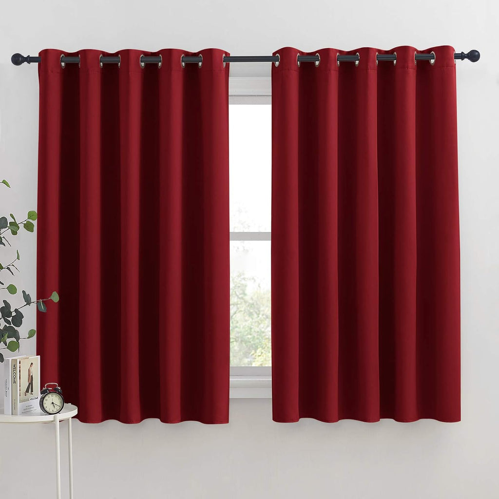NICETOWN Christmas Burgundy Window Curtains Blackout Drapes, Thermal Insulated Solid Grommet Blackout Curtains/Draperies for Laundry Room…