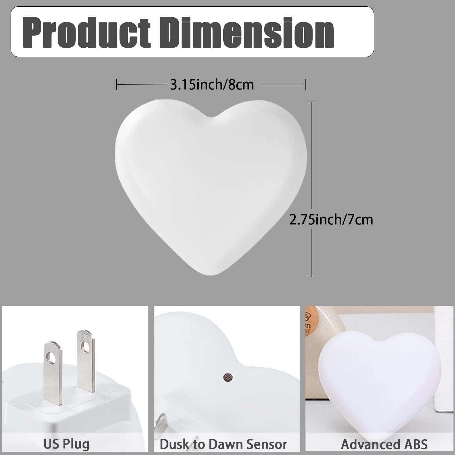 INZU Night Lights Plug into Wall, LED Night Light for Kids, Cute Nightlight with Auto Dusk to Dawn Sensor, LED Nightlight with Soft Warm…