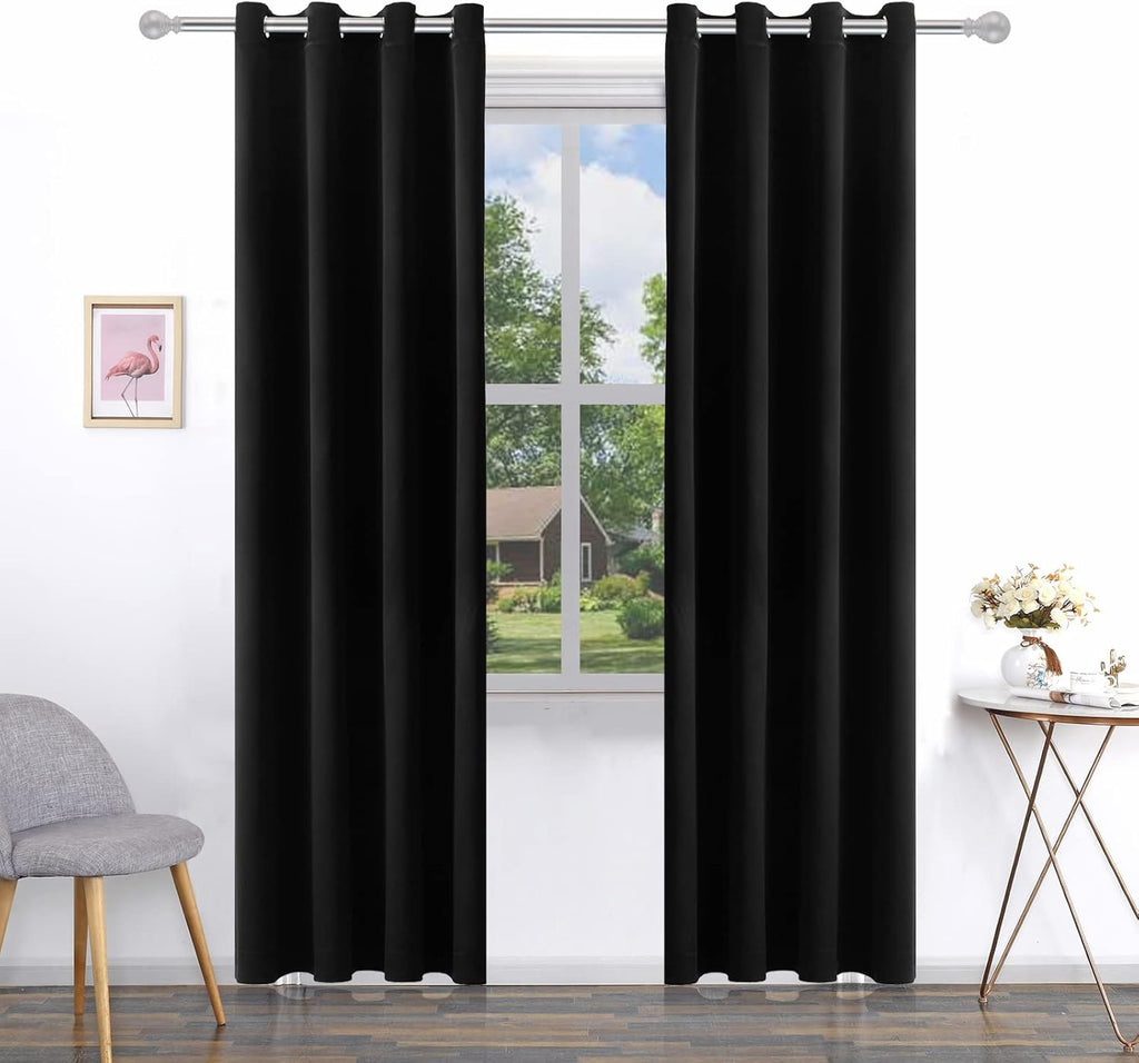 Pickluc Grommet Blackout Curtain for Living Room, Light Blocking Drapes, Thermal Insulated, Noise Reduction, 52 Inches Wide x 84 Inches Lon…