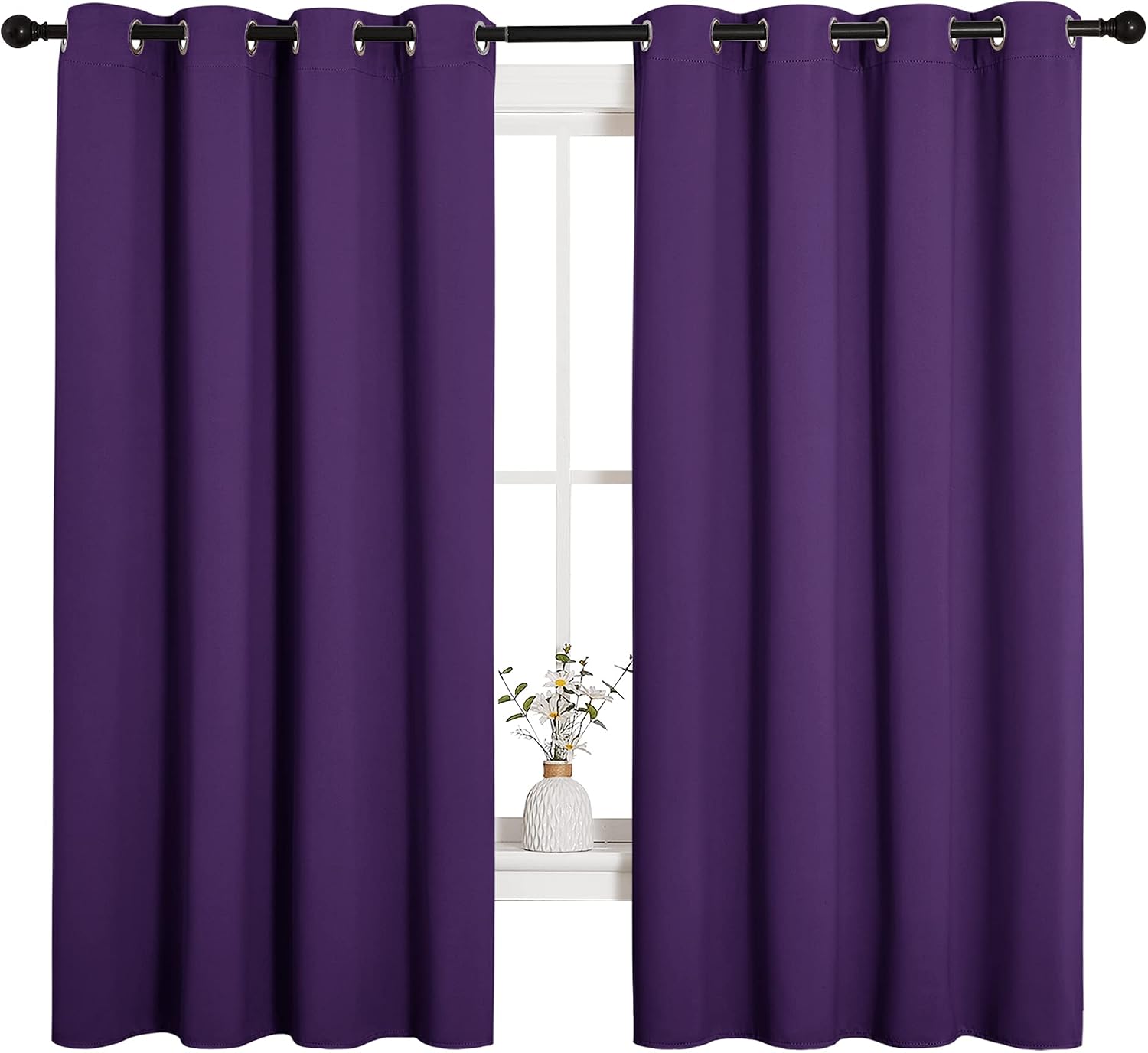 NICETOWN Thermal Insulated Blackout Draperies Curtains, Triple Weave Home Decoration Solid Ring Top Blackout Drape Panels for Bedroom…