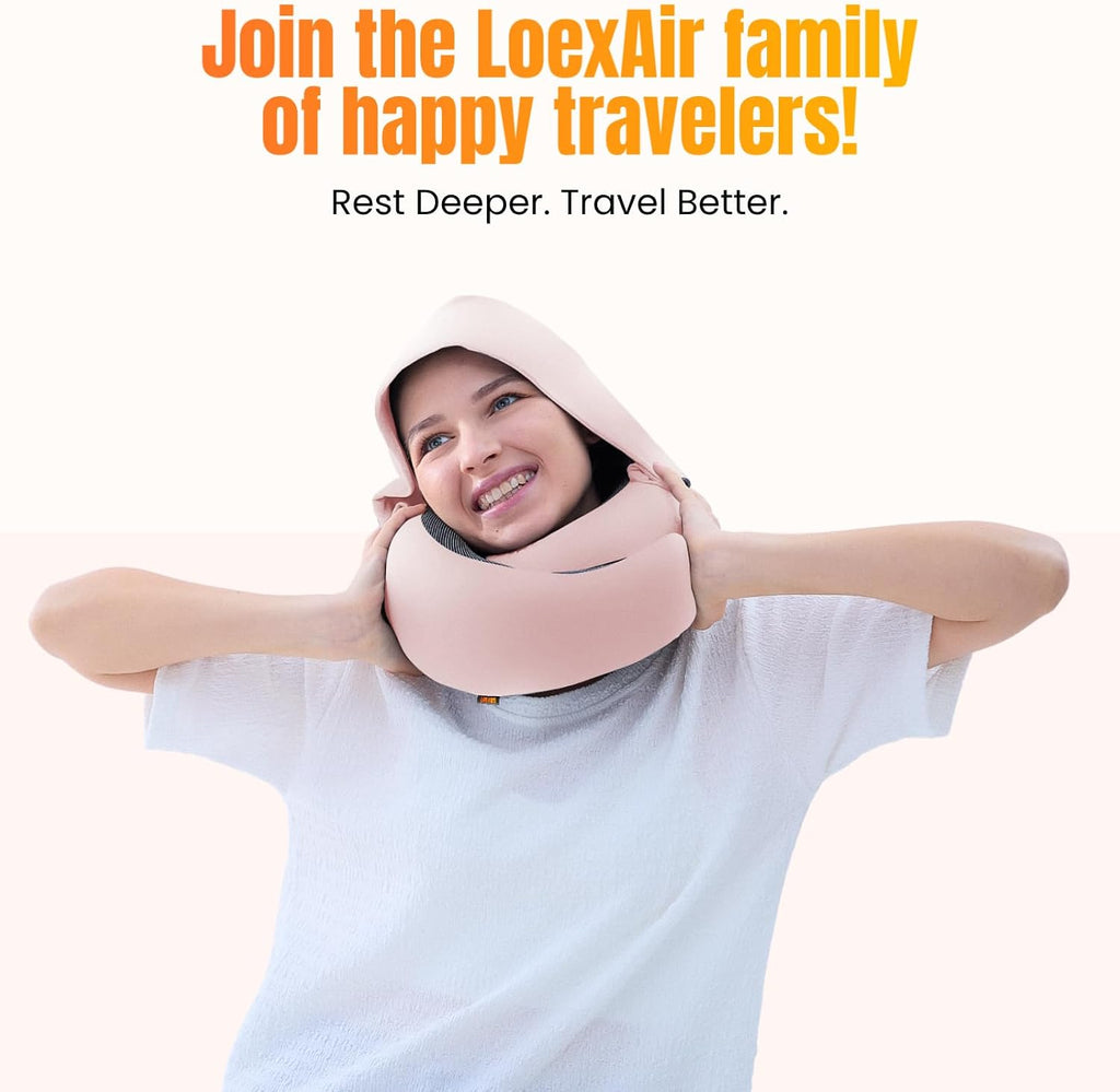 LOEXAIRTM Travel Pillow, Neck Pillow Travel for Airplane, Car - 100% Cotton Fabric & Memory Foam Plane Pillow, Lightweight & Easy-to-Carry…