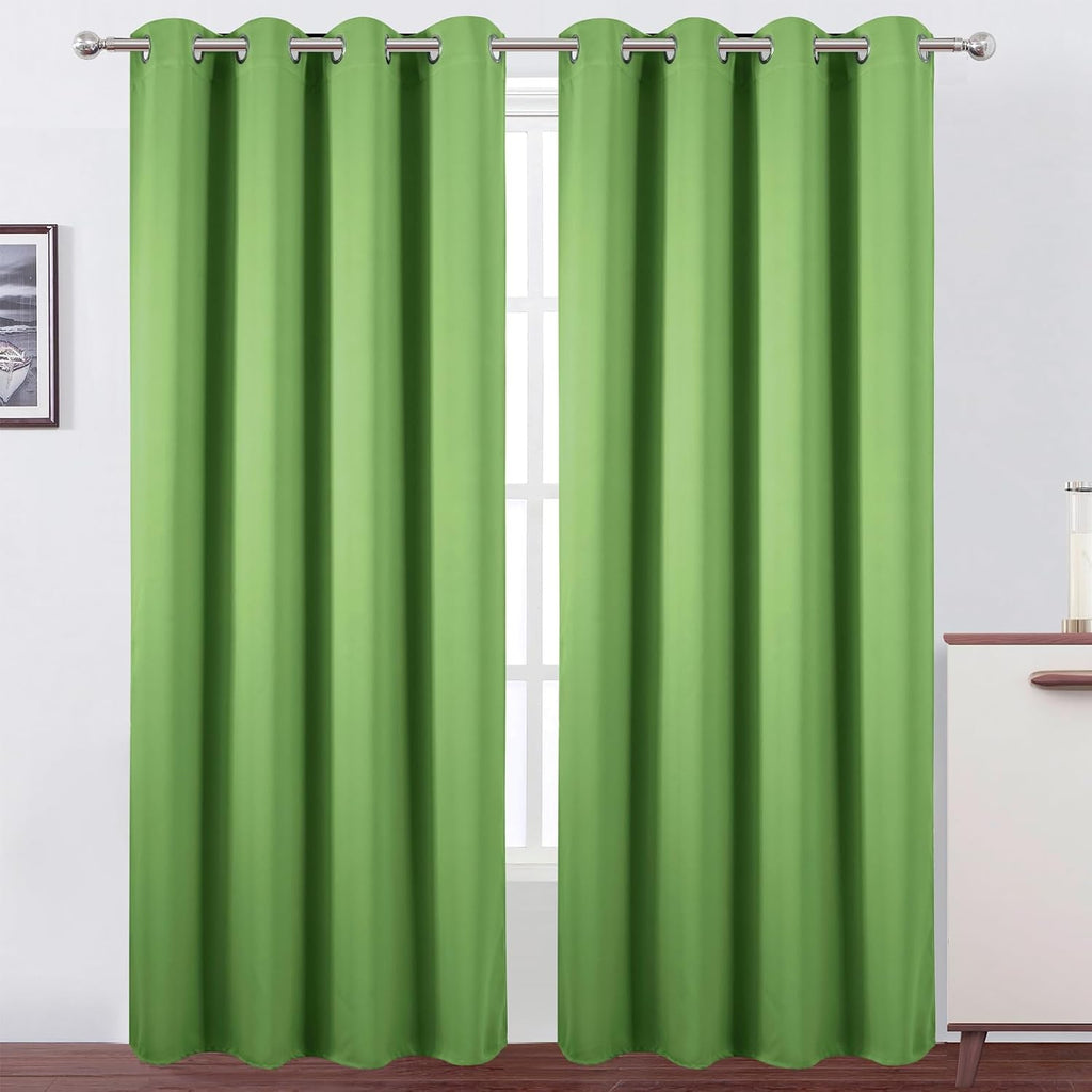 Lemomo Blackout Curtains 52 x 90 Inch Long Light Green Curtains Set of 2 Panels Room Darkening Curtains for Bedroom and Living Room 90 Inch…