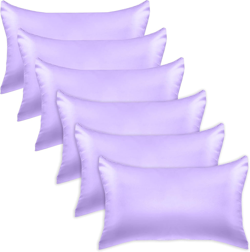 Elegantcomfort Elegant Comfort 6-Pack Cooling Viscose Satin Pillowcase Set with Hidden Zipper Closure, Silky Smooth for Hair and fabric…