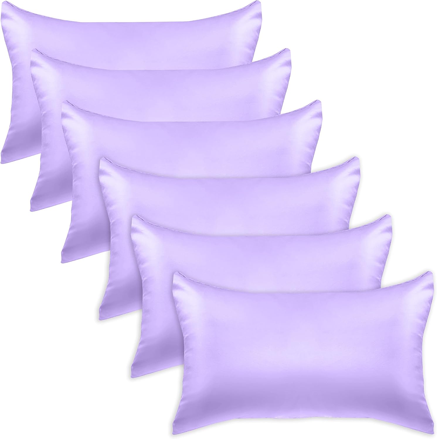 Elegantcomfort Elegant Comfort 6-Pack Cooling Viscose Satin Pillowcase Set with Hidden Zipper Closure, Silky Smooth for Hair and fabric…