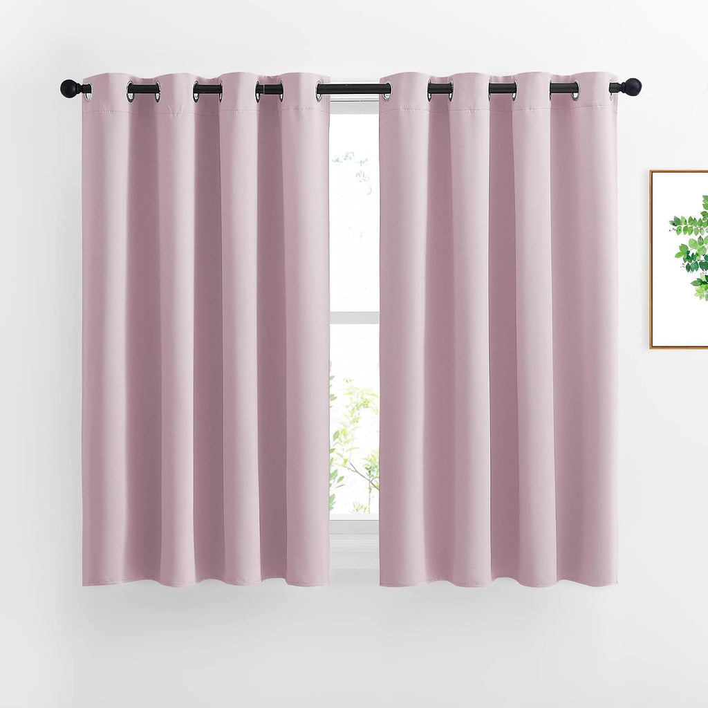 Nicetown Bedroom Curtains Room Darkening Draperies - Room Darkening Drapes/Panels for Bedroom, Grommet Top 2-Pack, Lavender Pink, 52 x 54 i…