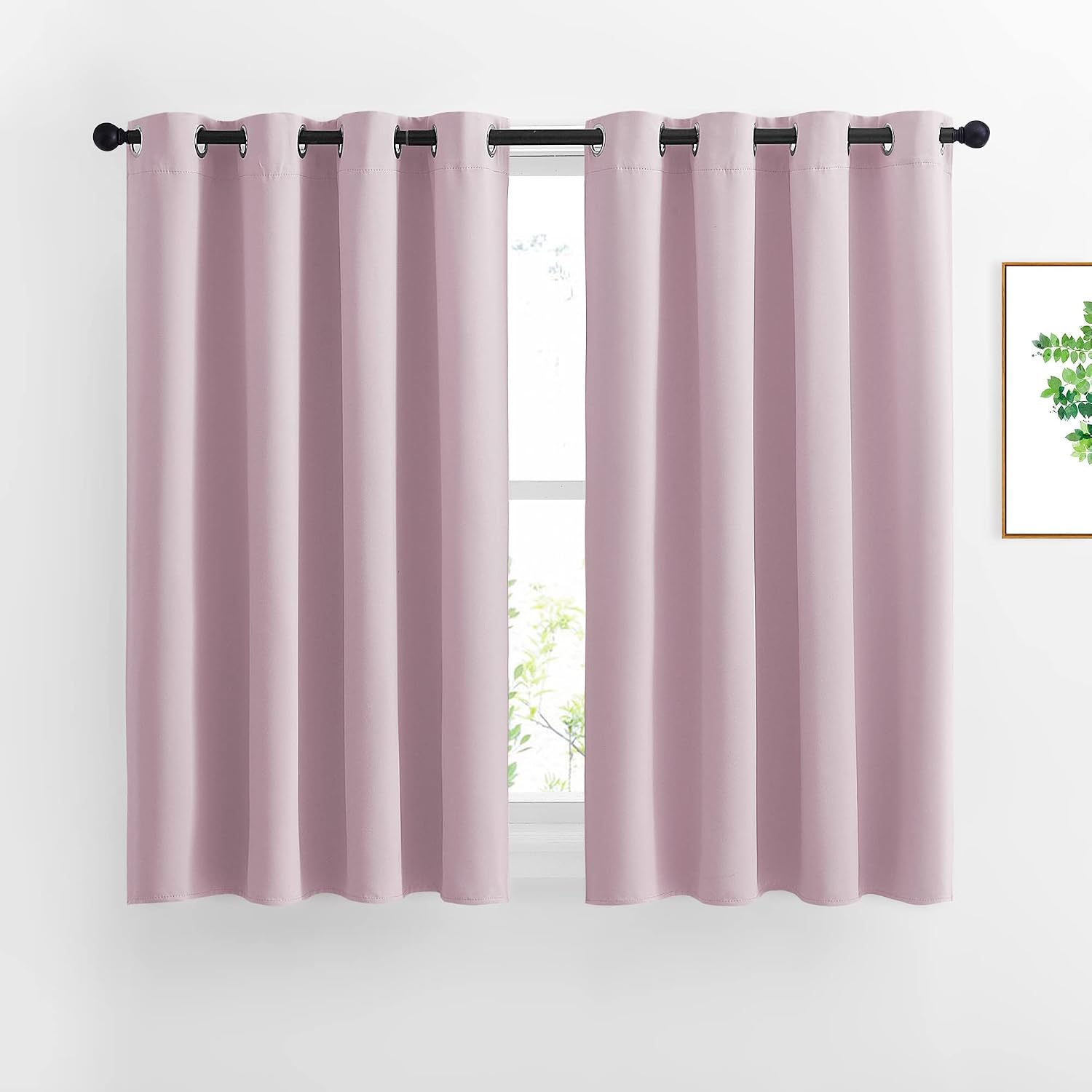 Nicetown Bedroom Curtains Room Darkening Draperies - Room Darkening Drapes/Panels for Bedroom, Grommet Top 2-Pack, Lavender Pink, 52 x 54 i…