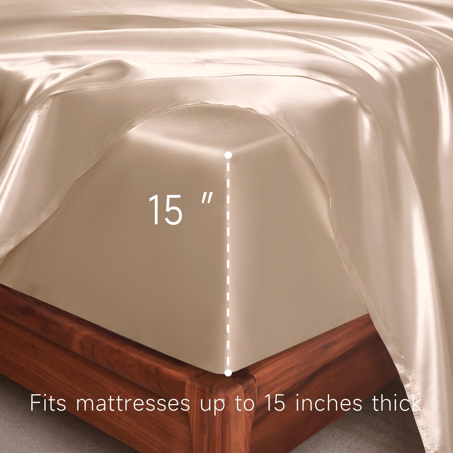 Golal Satin Sheets Twin Size - 3 Pieces Luxury Silky Soft Bed Sheets, Wrinkle-Free Champagne Satin Silk Sheet Set with 1 Deep Pocket Fitted…