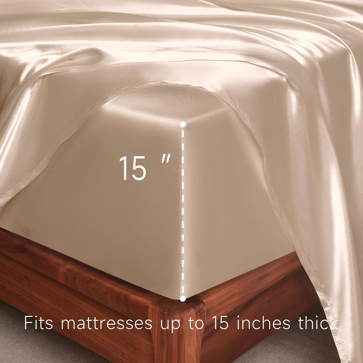 Golal Satin Sheets Full Size - 4 Pieces Luxury Silky Soft Bed Sheets, Wrinkle-Free Champagne Satin Silk Sheet Set with 1 Deep Pocket Fitted…