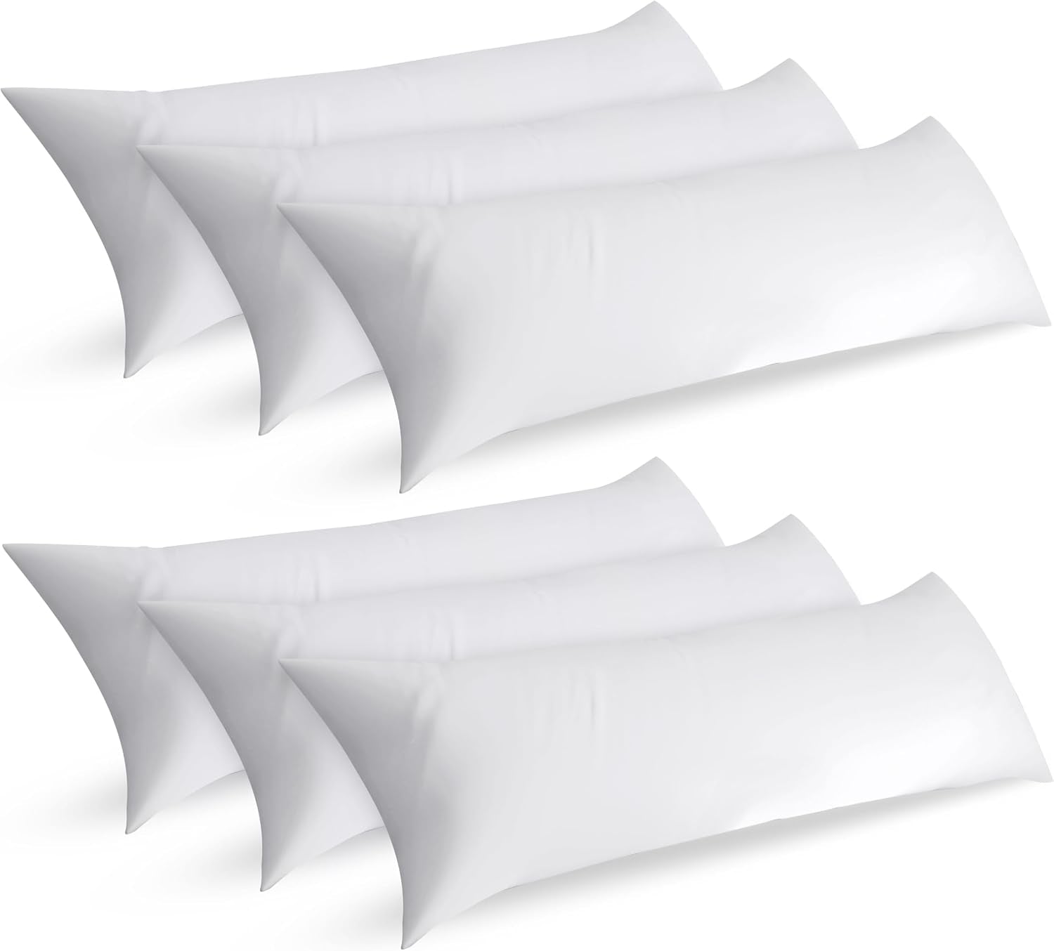 Utopia Bedding Full Body Pillow for Adults (White, 20 x 54 Inch), Long Pillow Insert for Sleeping, Ideal for Side Sleepers (Pack of 6)