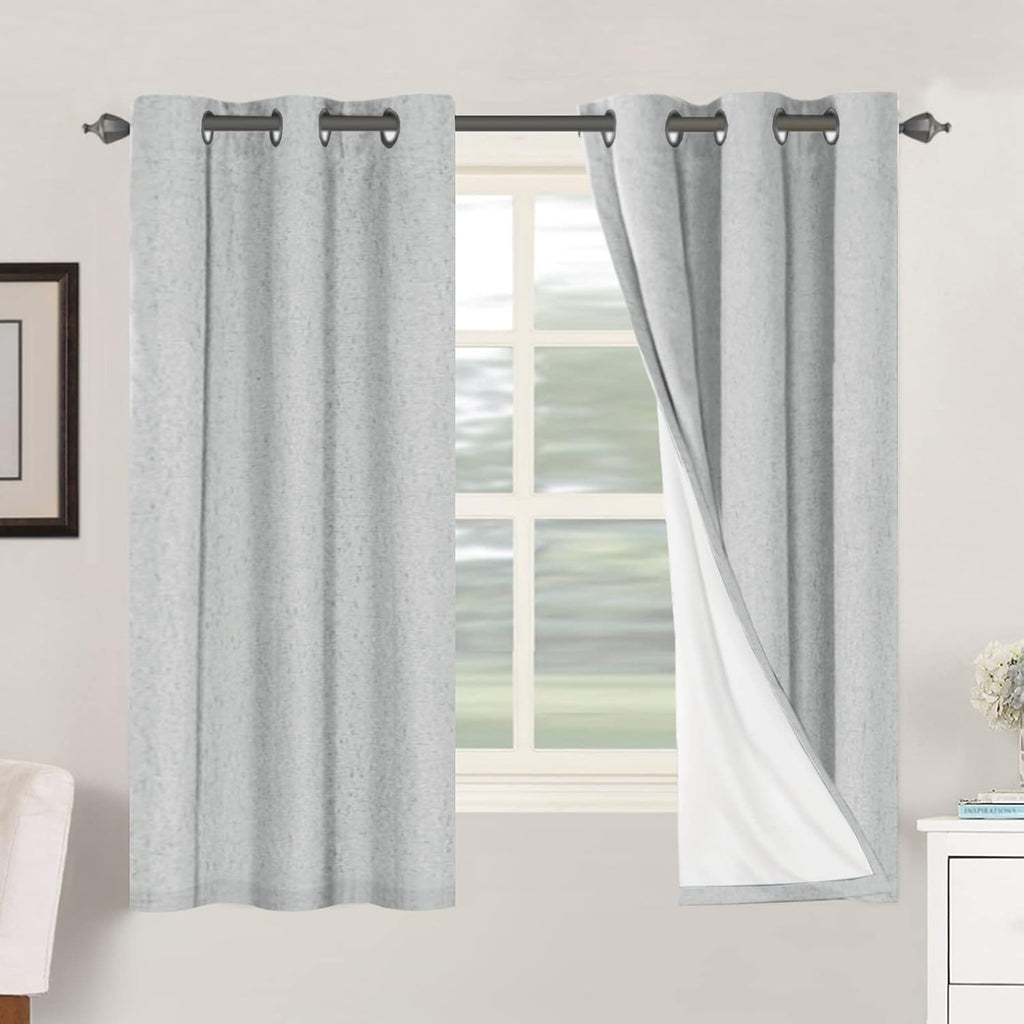 H.VERSAILTEX 100% Blackout Curtains for Bedroom Thermal Insulated Linen Textured Curtains Heat and Full Light Blocking Drapes Living Room…