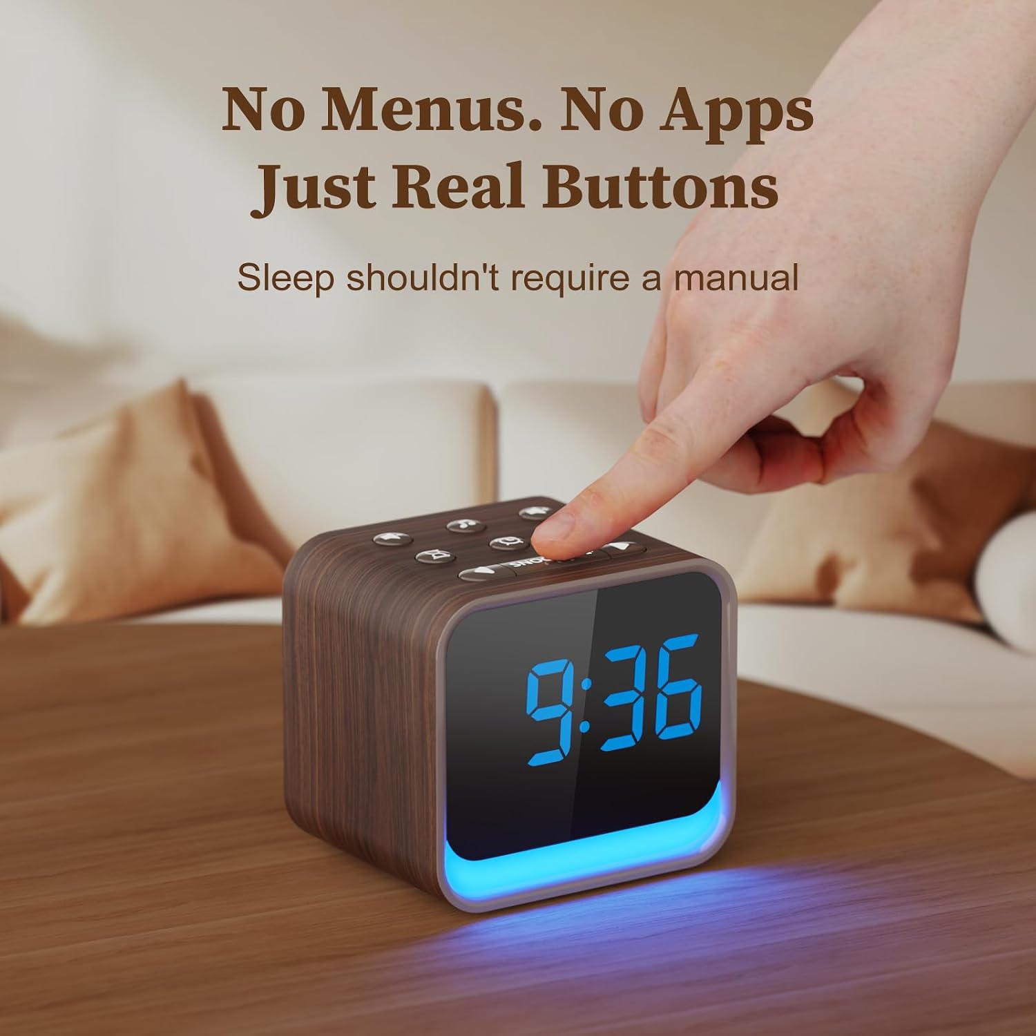 Housbay Wooden Sound Machine Alarm Clock for Bedrooms - Gentle Wake-Up with Birdsong, White Noise for Sleeping, Small Digital Clock for…