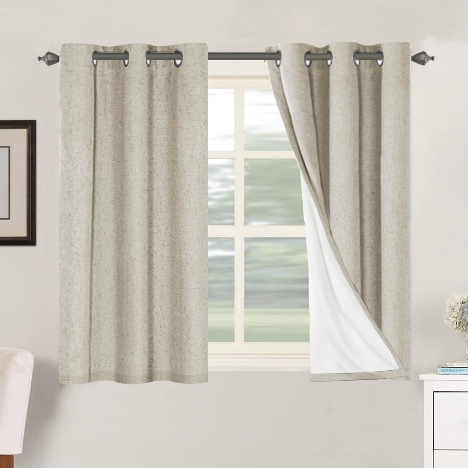 H.VERSAILTEX 100% Blackout Curtains for Bedroom Thermal Insulated Linen Textured Curtains Heat and Full Light Blocking Drapes Living Room…