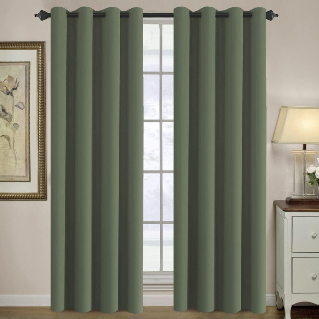 H.VERSAILTEX Green Blackout Curtain for Living Room Thermal Insulated Window Treatment Curtain Extra Long 120 inch Length Energ…