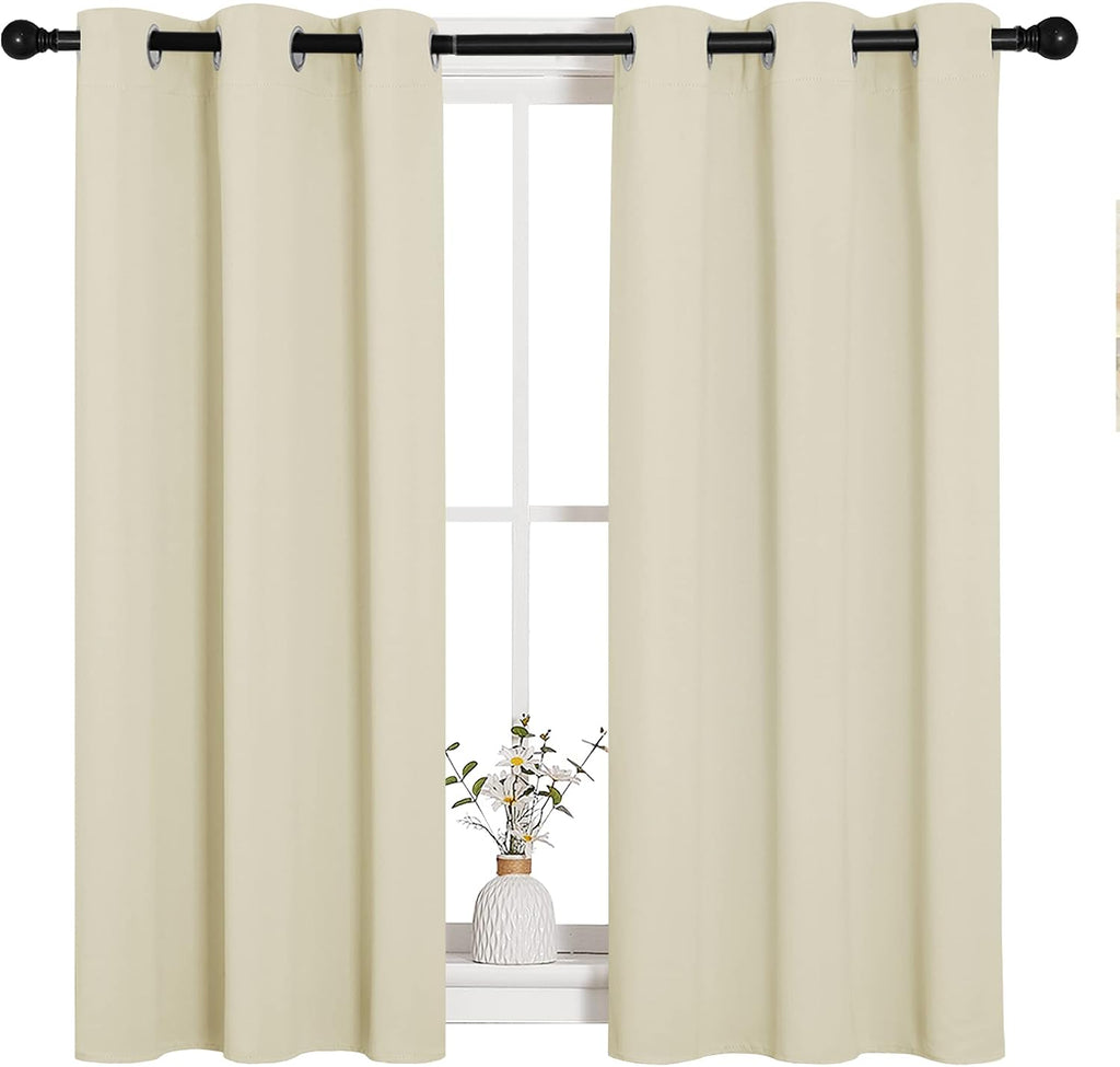 NICETOWN Room Darkening Curtain Panels for Cafe, Thermal Insulated Grommet Top Room Darkening Draperies/Drapes for Window (Beige, 2…