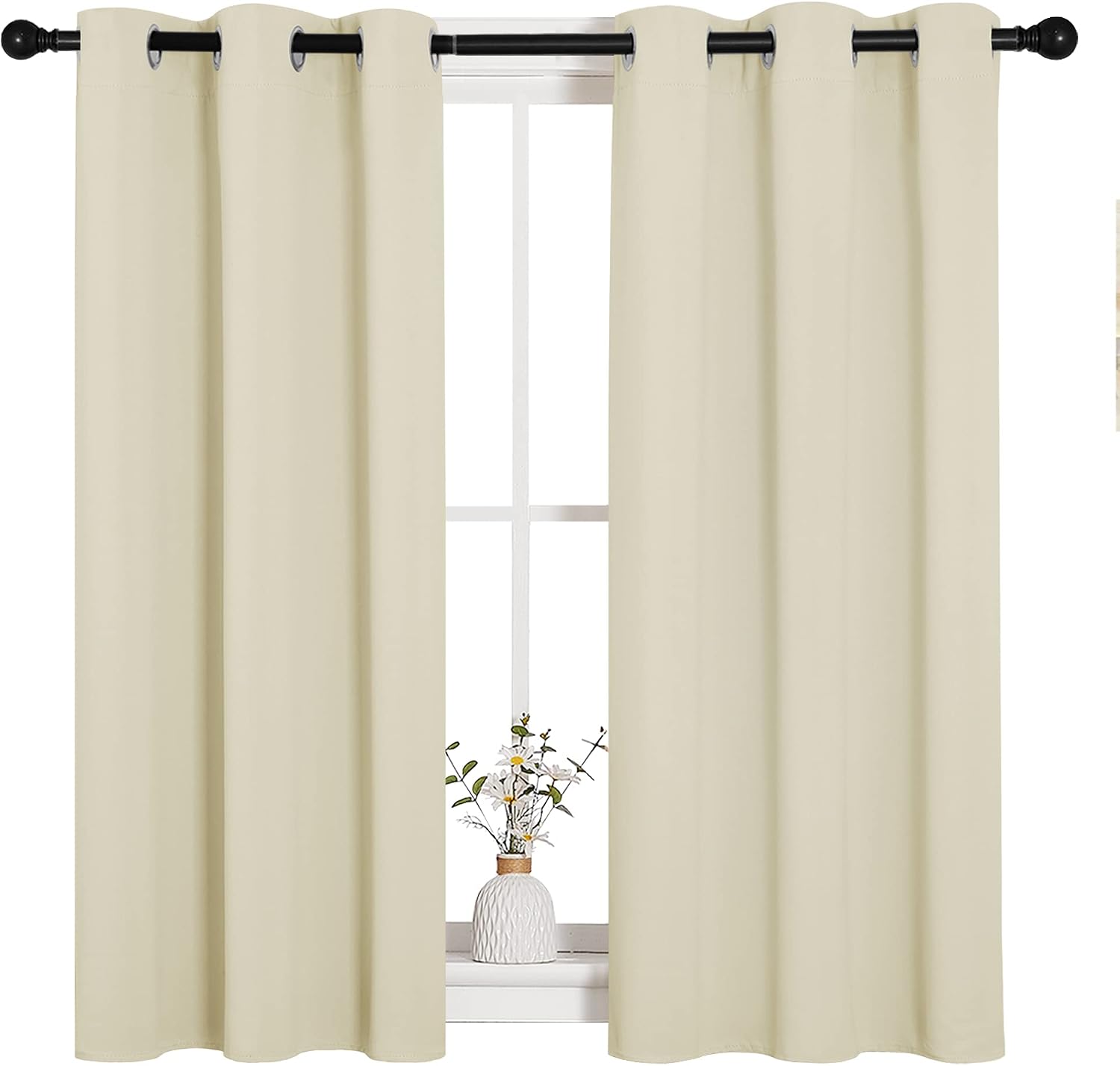 NICETOWN Room Darkening Curtain Panels for Cafe, Thermal Insulated Grommet Top Room Darkening Draperies/Drapes for Window (Beige, 2…