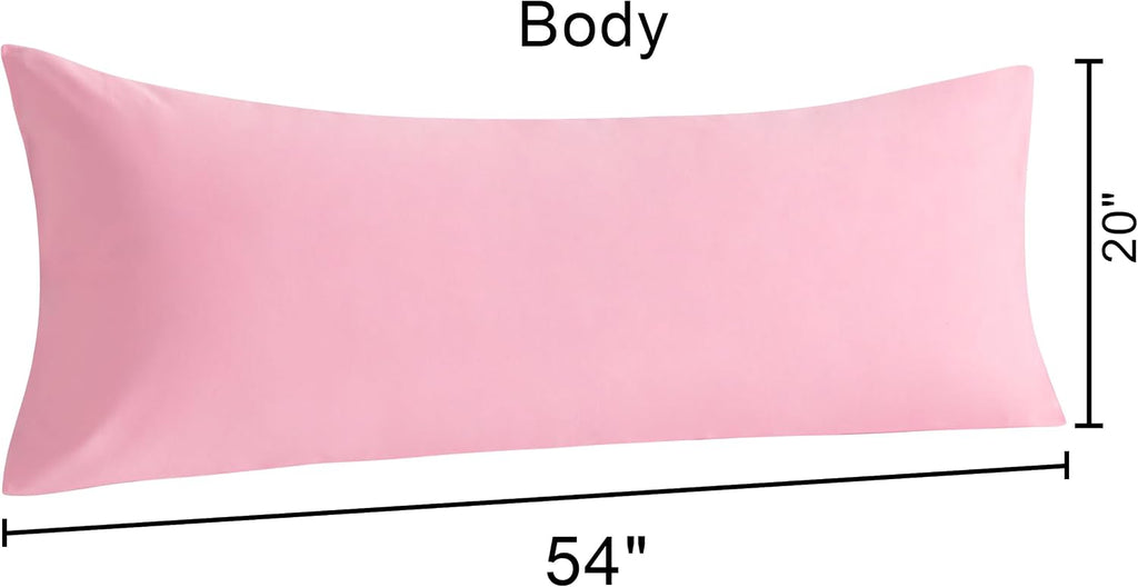 Ntbay Cotton Body Pillowcase - Envelope Closure 20x54 Pillowcase, Breathable and Soft Bed Pillow Case, Pink Cotton Pink