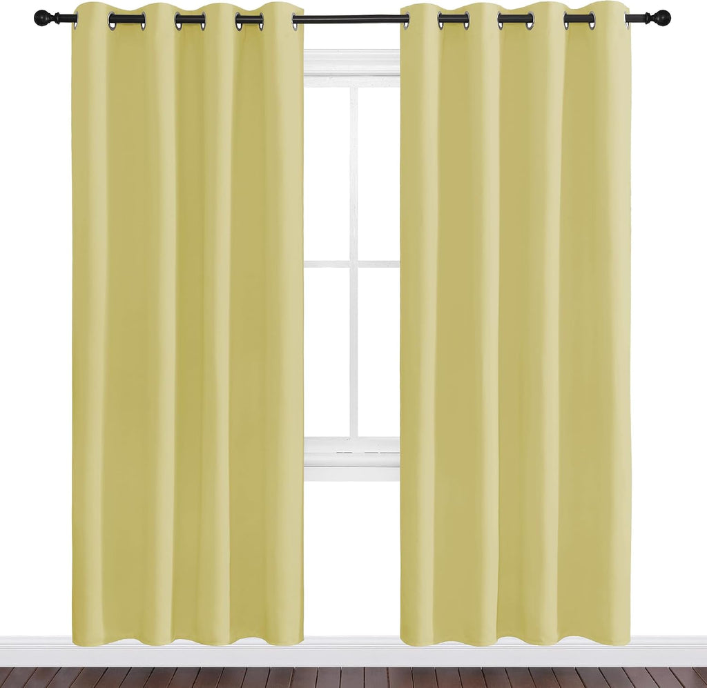 Nicetown Paler Yellow Blackout Curtains 78" Long for Office, 55" Wide, 2 Pieces, Dining Room, Guest Room, Sound Reducing Heat and Cold Bloc…