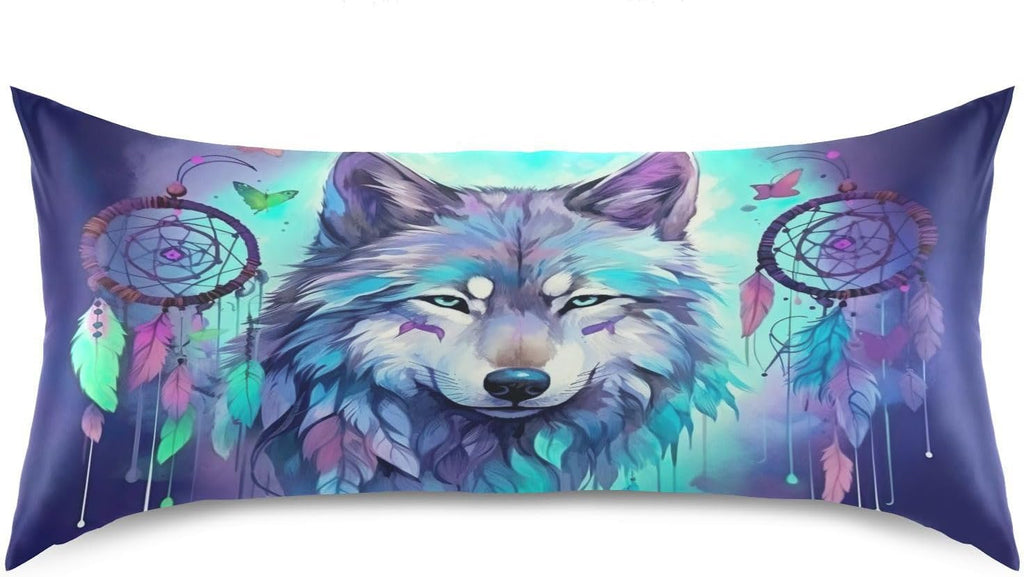 YETTASBIN Wolf Satin Pillowcase, Soft Breathable Silk Pillow Case with Envelope Closure for Hair and Skin, Standard Size 26 x 20 Inch