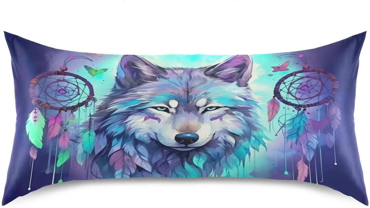 YETTASBIN Wolf Satin Pillowcase, Soft Breathable Silk Pillow Case with Envelope Closure for Hair and Skin, King Size 40 x 20 Inch