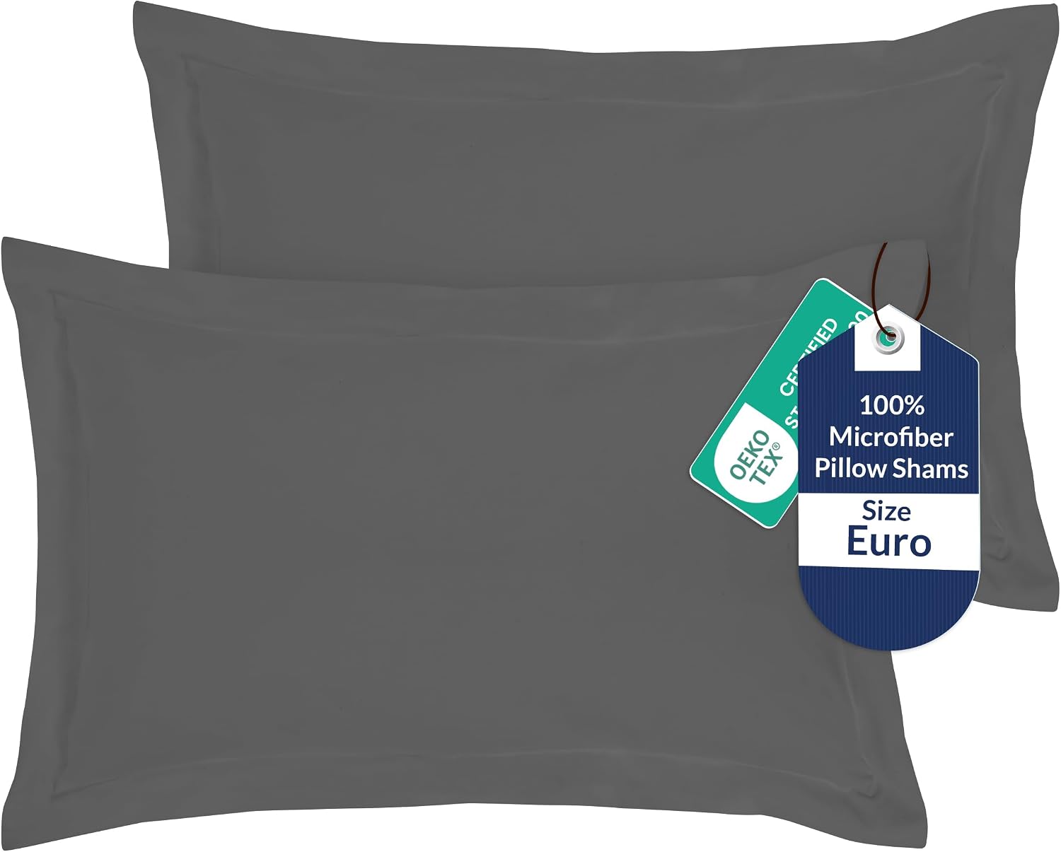 Royalelinens Royale Linens Pillow Shams 2 Pack Euro Size 26x26 Inch - Brushed 1800 Microfiber - Bed Pillow Shams, Wrinkle Resistant Super S…