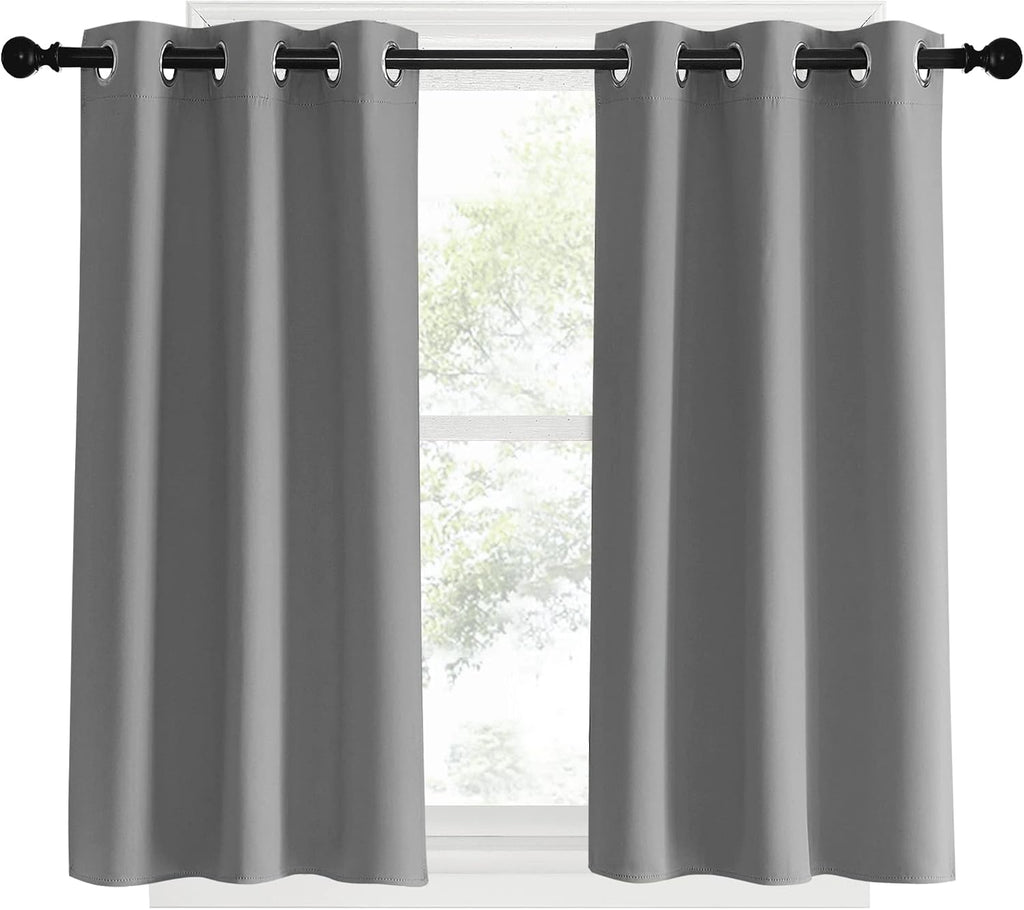 NICETOWN Room Darkening Kitchen Curtains, Silver Grey, 2 Panels, 34 by 40, Window Treatment Thermal Insulated Grommet Light Blocking…