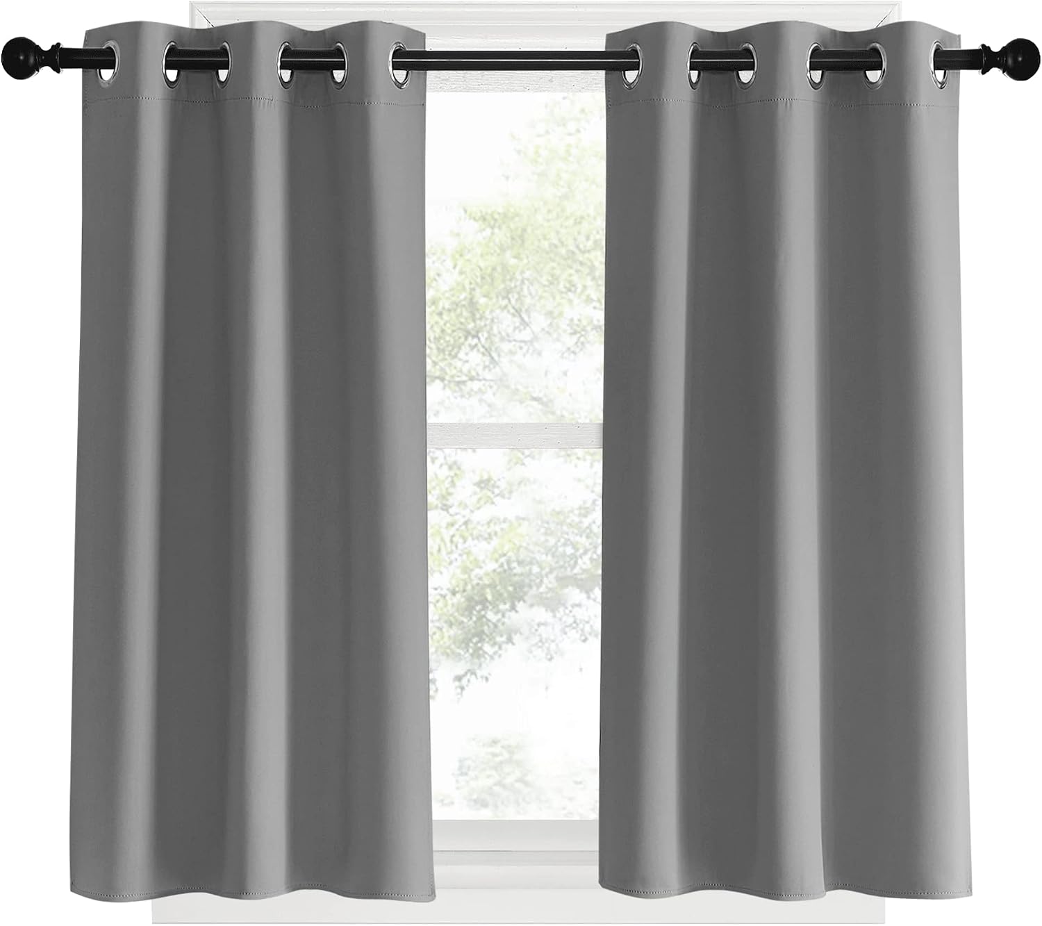 NICETOWN Room Darkening Kitchen Curtains, Silver Grey, 2 Panels, 34 by 40, Window Treatment Thermal Insulated Grommet Light Blocking…