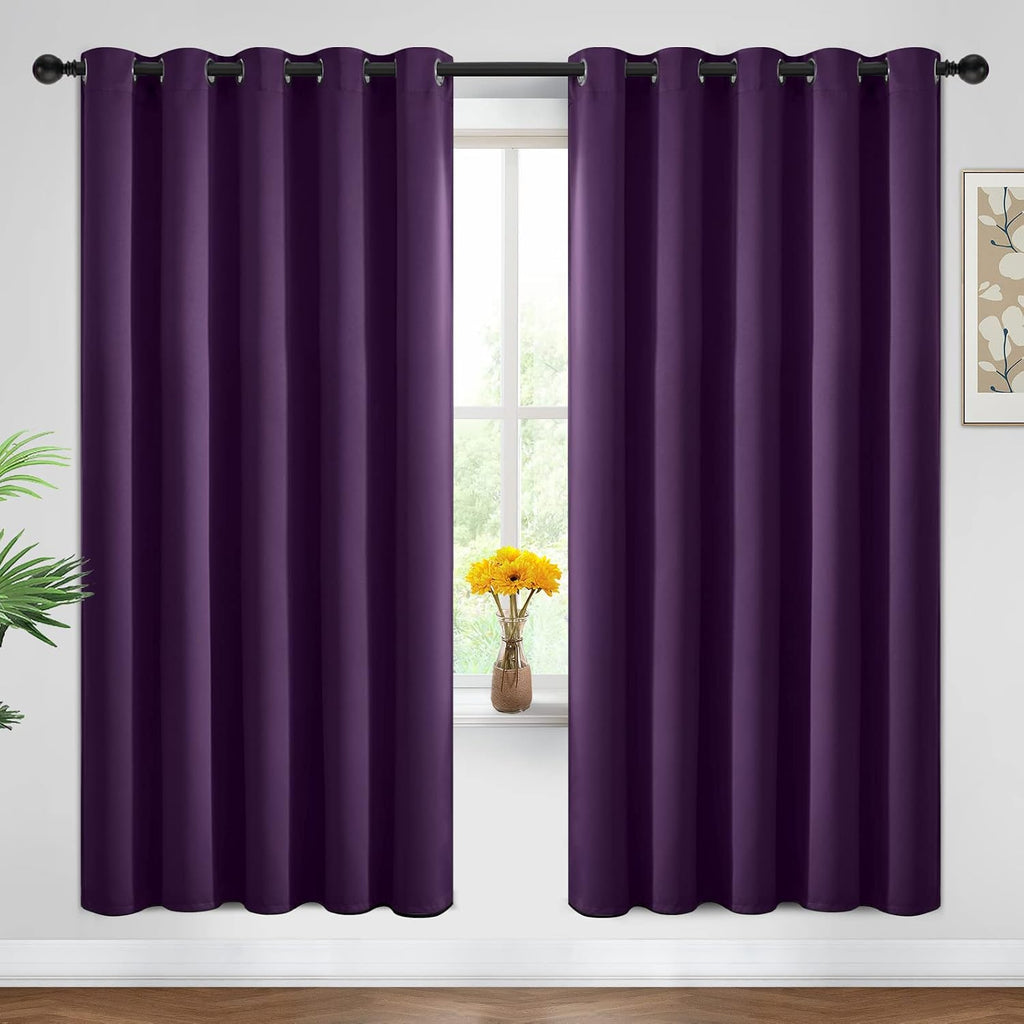 Yakamok Blackout Curtains Room Darkening Thermal Insulated Window Panels, Solid Grommet Top Drapes for Bedroom/Living Room(62Wx72L…