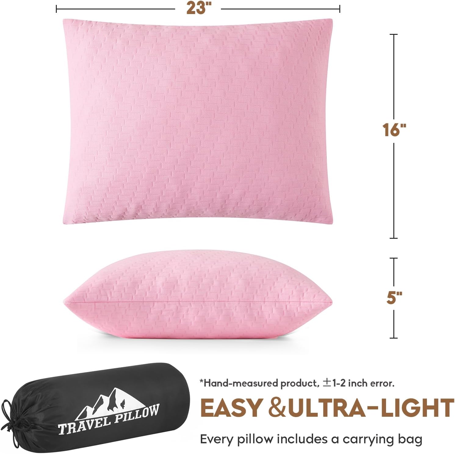 Small Shredded Memory Foam Pillow, Camping Pillow Travel Pillow - Compressible Medium Firm, Breathable Cover, Ideal Backpacking Hiking…