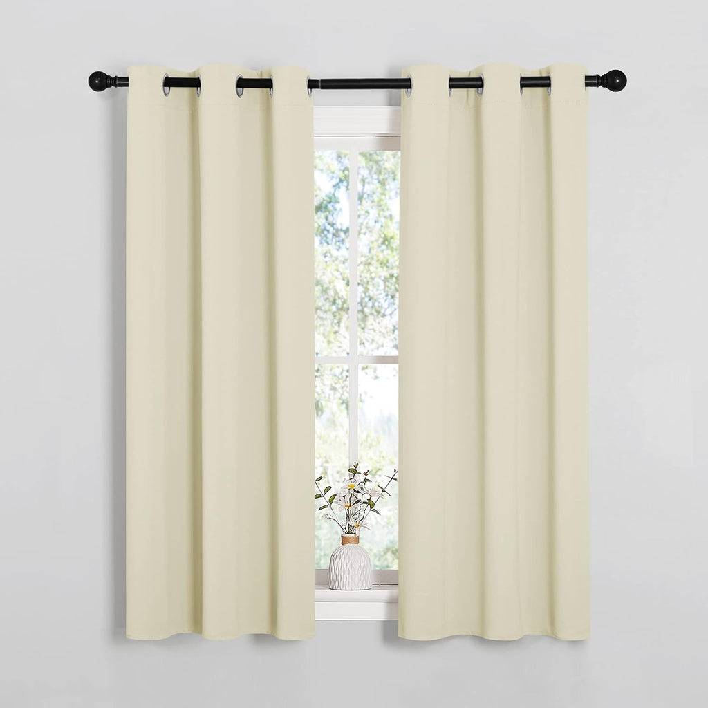 NICETOWN Room Darkening Draperies Window Curtain Panels, Thermal Insulated Grommet Room Darkening Curtains for Bedroom (Beige, 2 Panels…