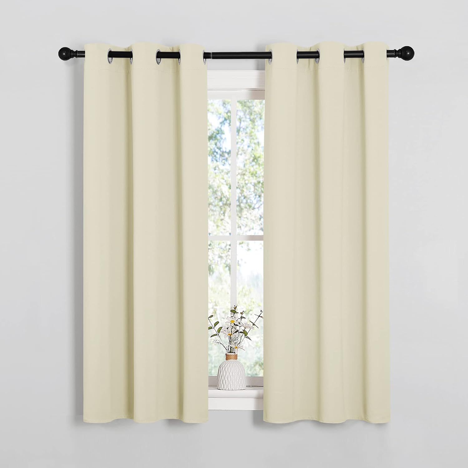 NICETOWN Room Darkening Draperies Window Curtain Panels, Thermal Insulated Grommet Room Darkening Curtains for Bedroom (Beige, 2 Panels…