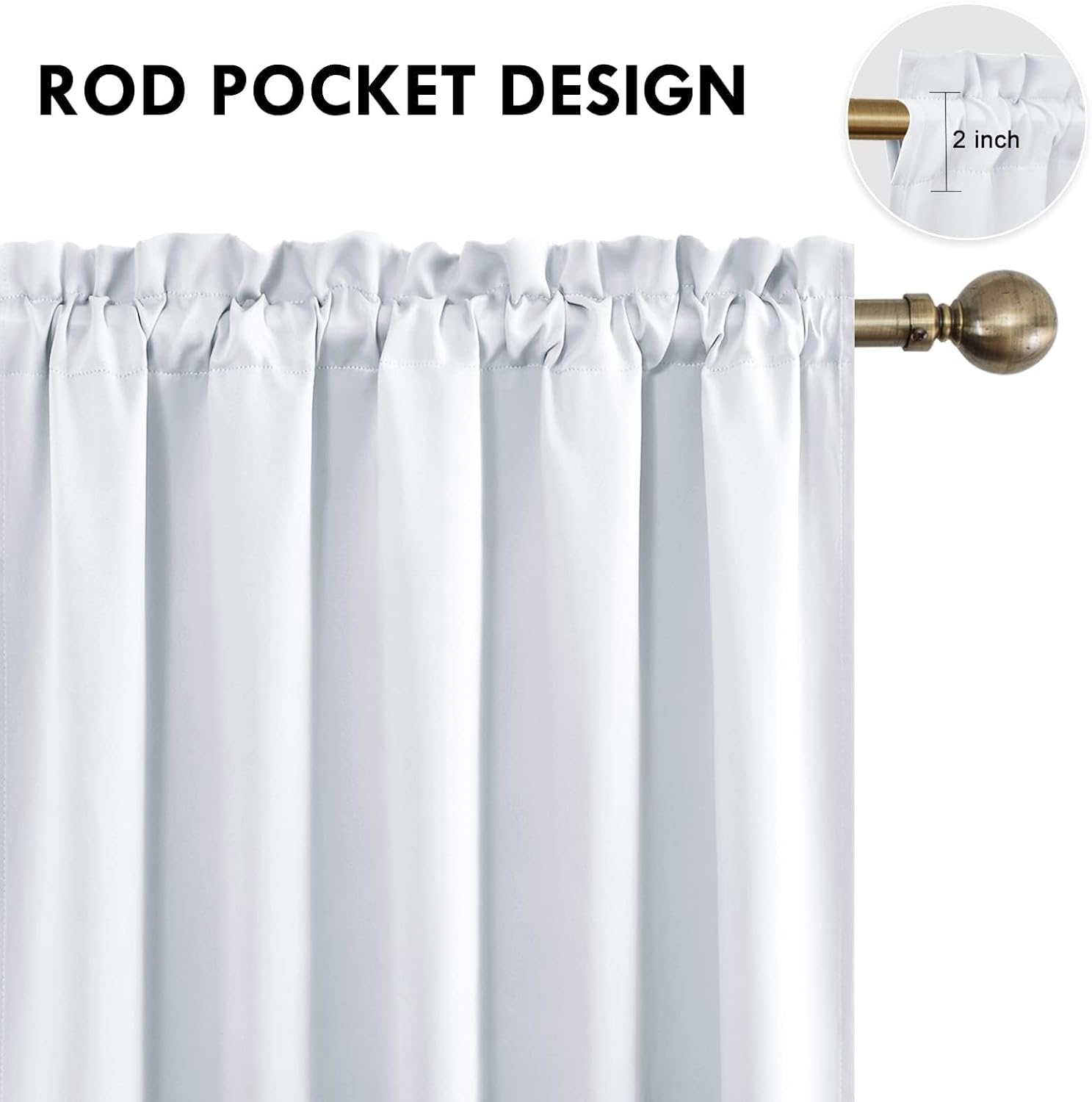 DWCN White Curtains for Living Room Thermal Insulated, Energy Saving & Noise Reducing Bedroom Curtains, White, W 70x L 84 Inch, Set of 2…
